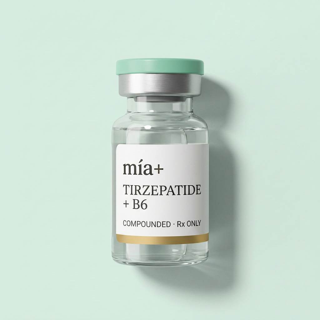 Tirzepatide + B6 recreated MIA product vial